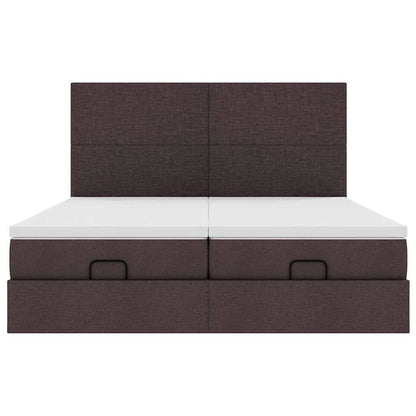 vidaXL Ottoman-Bett mit Matratzen & LEDs Dunkelbraun 200x200 cm Stoff