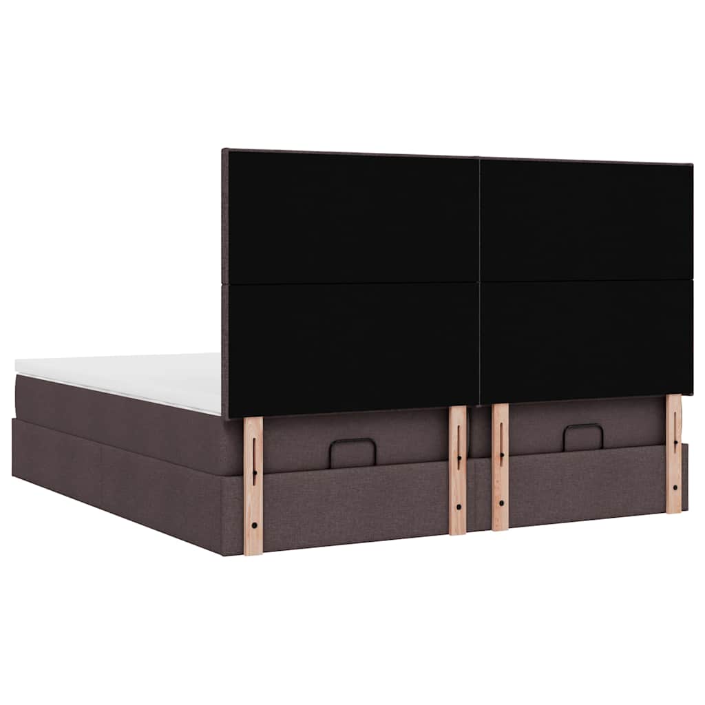 vidaXL Ottoman-Bett mit Matratzen & LEDs Dunkelbraun 200x200 cm Stoff