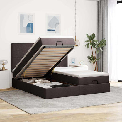 vidaXL Ottoman-Bett mit Matratzen & LEDs Dunkelbraun 200x200 cm Stoff
