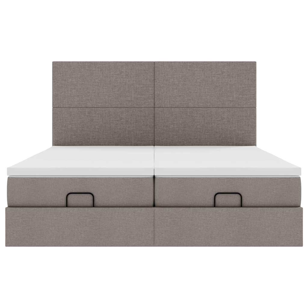 vidaXL Ottoman-Bett mit Matratzen & LEDs Taupe 200x200 cm Stoff