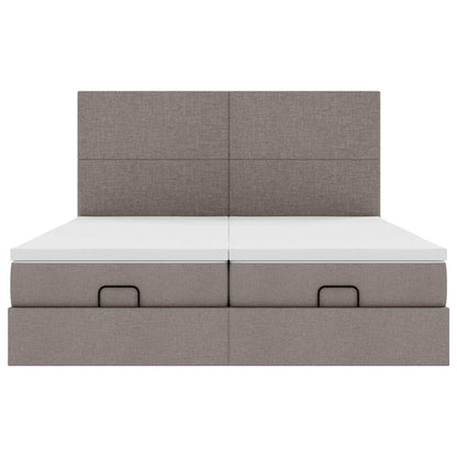 vidaXL Ottoman-Bett mit Matratzen & LEDs Taupe 200x200 cm Stoff