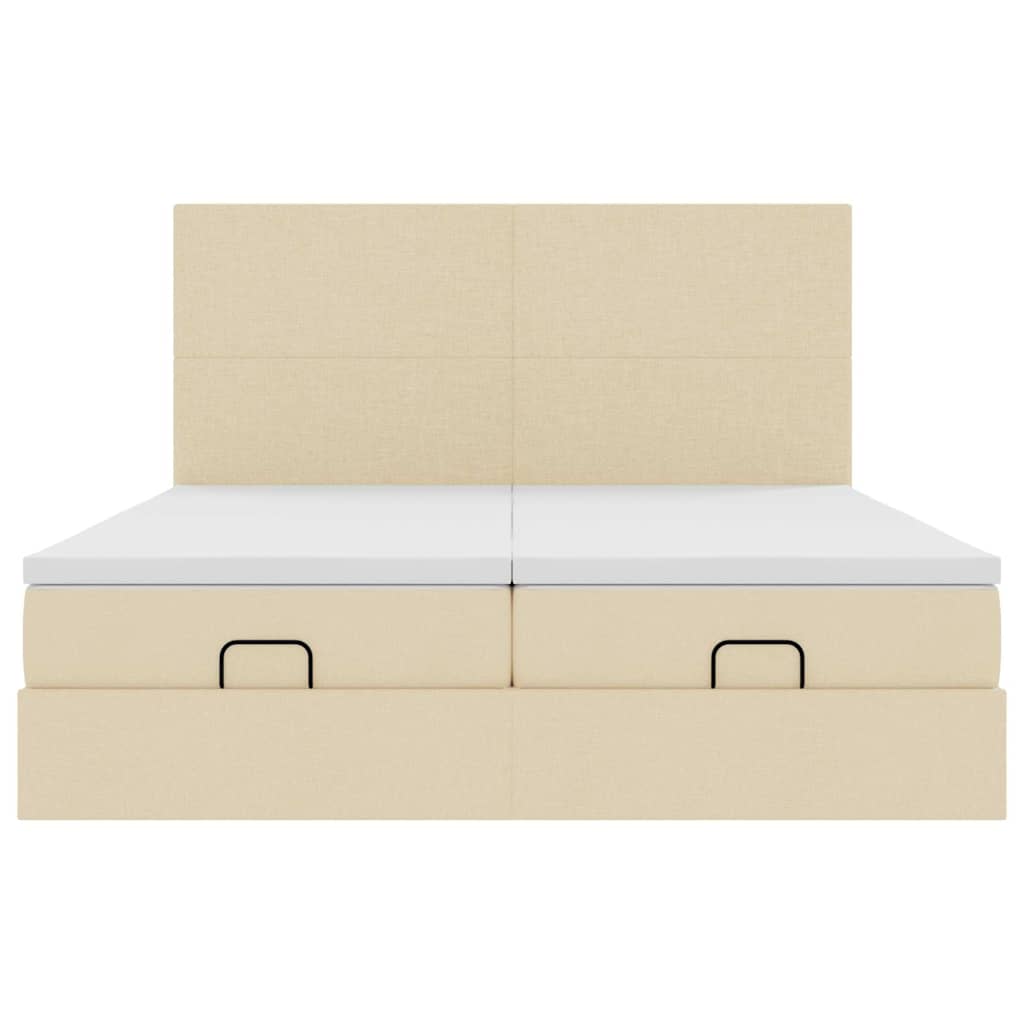 Ottoman-Bett mit Matratzen & LEDs Creme 200x200 cm Stoff