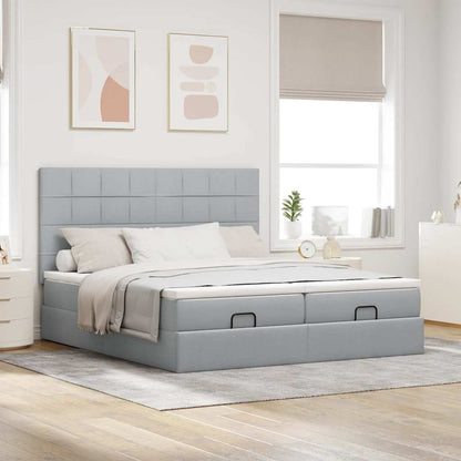 vidaXL Lit ottoman avec matelas et LED Gris clair 160x200 cm Tissu