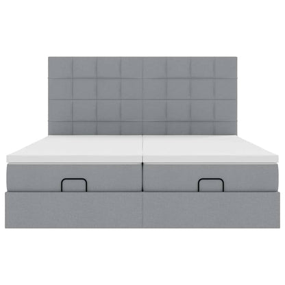 Ottoman-Bett mit Matratzen & LEDs Hellgrau 160x200 cm Stoff