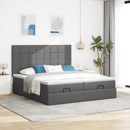 vidaXL Ottoman-Bett mit Matratzen & LEDs Dunkelgrau 160x200 cm Stoff