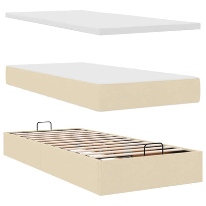vidaXL Ottoman-Bett mit Matratzen & LEDs Creme 160x200 cm Stoff
