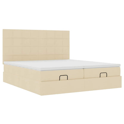 vidaXL Ottoman-Bett mit Matratzen & LEDs Creme 160x200 cm Stoff