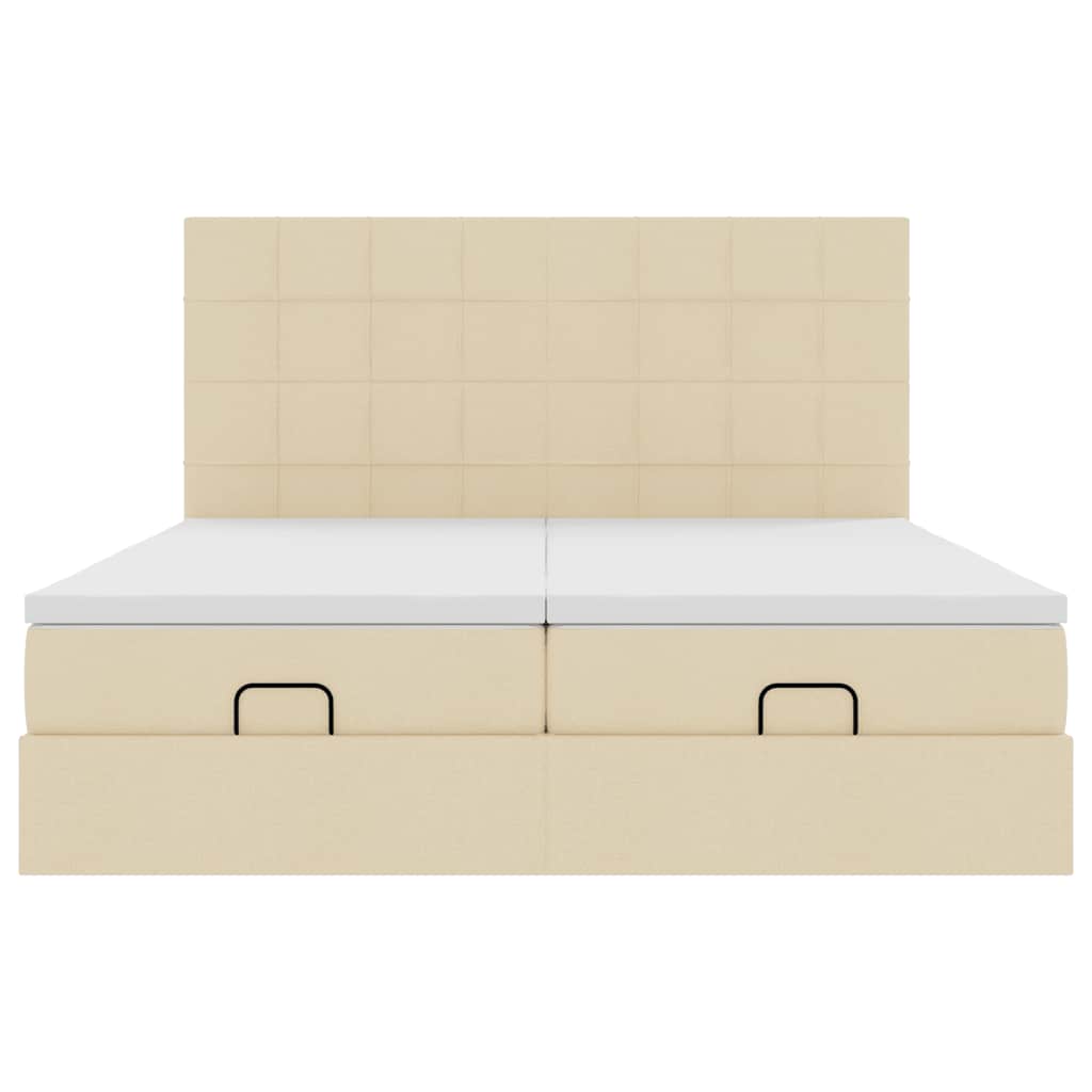 vidaXL Ottoman-Bett mit Matratzen & LEDs Creme 160x200 cm Stoff