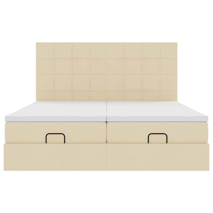 vidaXL Ottoman-Bett mit Matratzen & LEDs Creme 160x200 cm Stoff