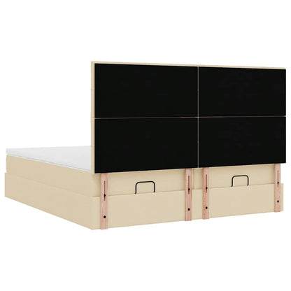 vidaXL Ottoman-Bett mit Matratzen & LEDs Creme 160x200 cm Stoff