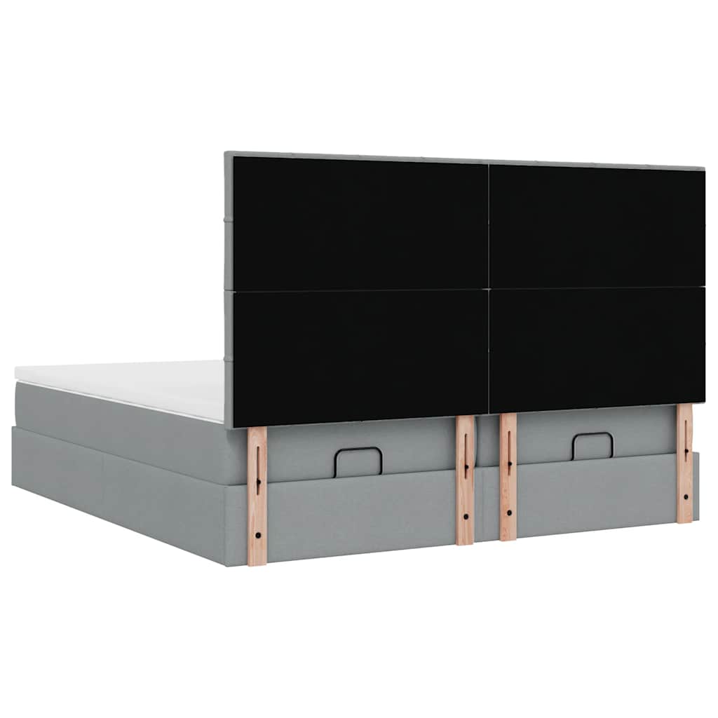 vidaXL Ottoman-Bett mit Matratzen & LEDs Hellgrau 180x200 cm Stoff