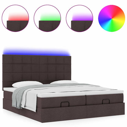 vidaXL Lit ottoman avec matelas et LED Marron foncé 180x200 cm Tissu