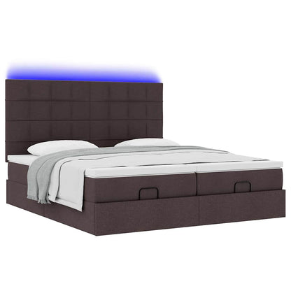 vidaXL Lit ottoman avec matelas et LED Marron foncé 180x200 cm Tissu