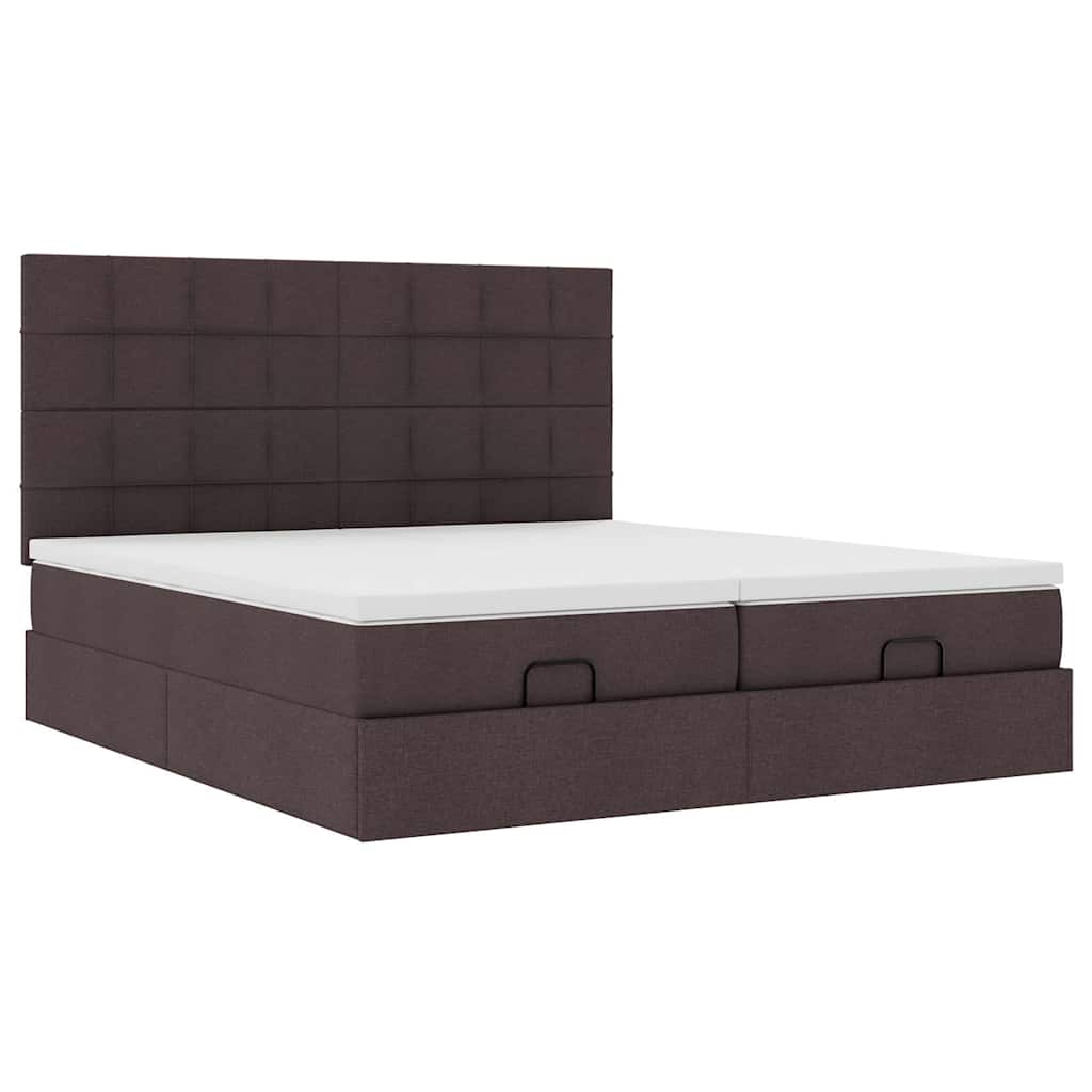 vidaXL Lit ottoman avec matelas et LED Marron foncé 180x200 cm Tissu