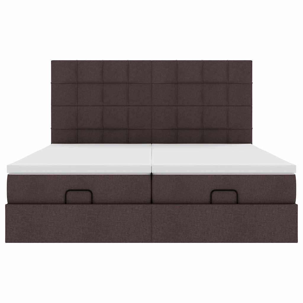 vidaXL Lit ottoman avec matelas et LED Marron foncé 180x200 cm Tissu