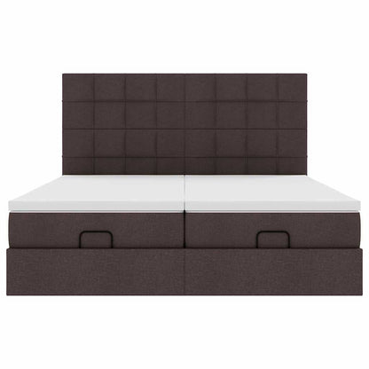 vidaXL Lit ottoman avec matelas et LED Marron foncé 180x200 cm Tissu