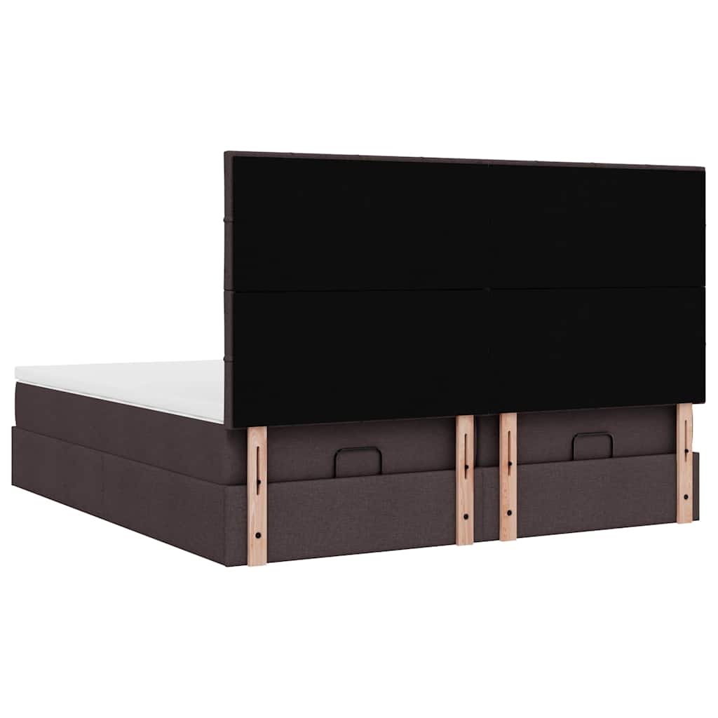 vidaXL Lit ottoman avec matelas et LED Marron foncé 180x200 cm Tissu
