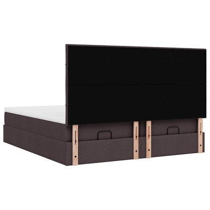 vidaXL Lit ottoman avec matelas et LED Marron foncé 180x200 cm Tissu