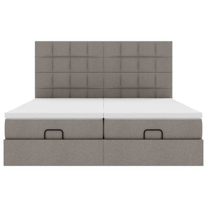 vidaXL Ottoman-Bett mit Matratzen & LEDs Taupe 180x200 cm Stoff