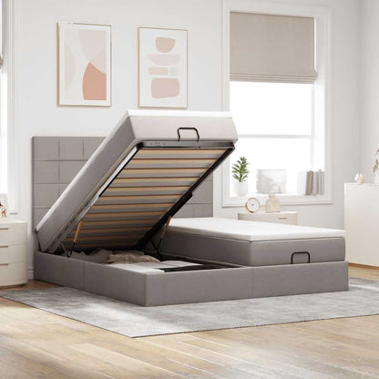 vidaXL Ottoman-Bett mit Matratzen & LEDs Taupe 180x200 cm Stoff