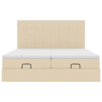 vidaXL Ottoman-Bett mit Matratzen & LEDs Creme 180x200 cm Stoff