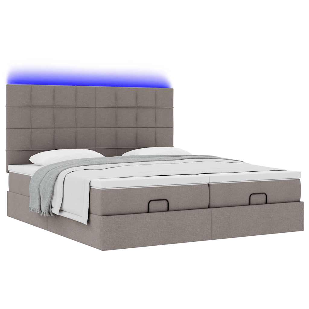 vidaXL Ottoman-Bett mit Matratzen & LEDs Taupe 200x200 cm Stoff