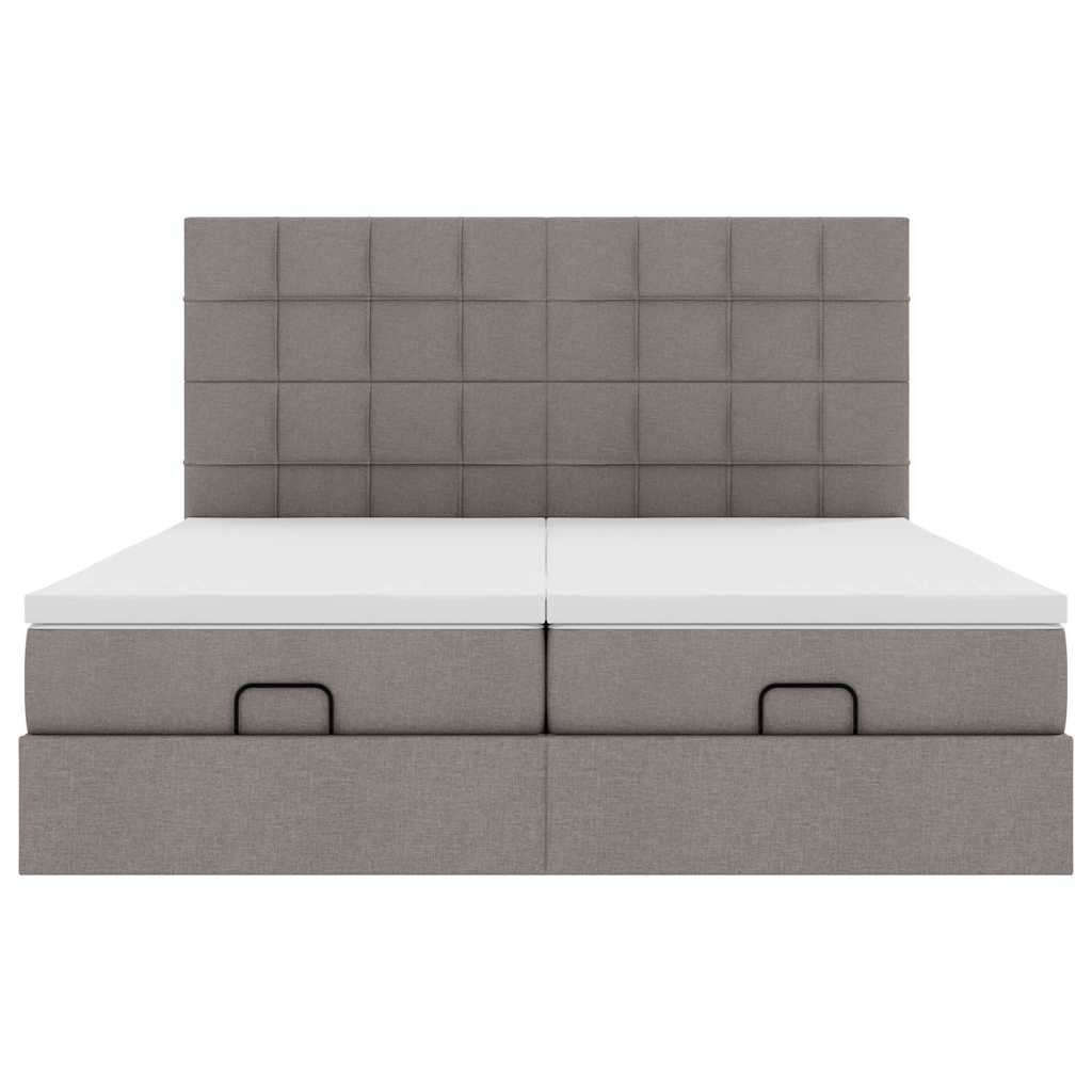 vidaXL Ottoman-Bett mit Matratzen & LEDs Taupe 200x200 cm Stoff