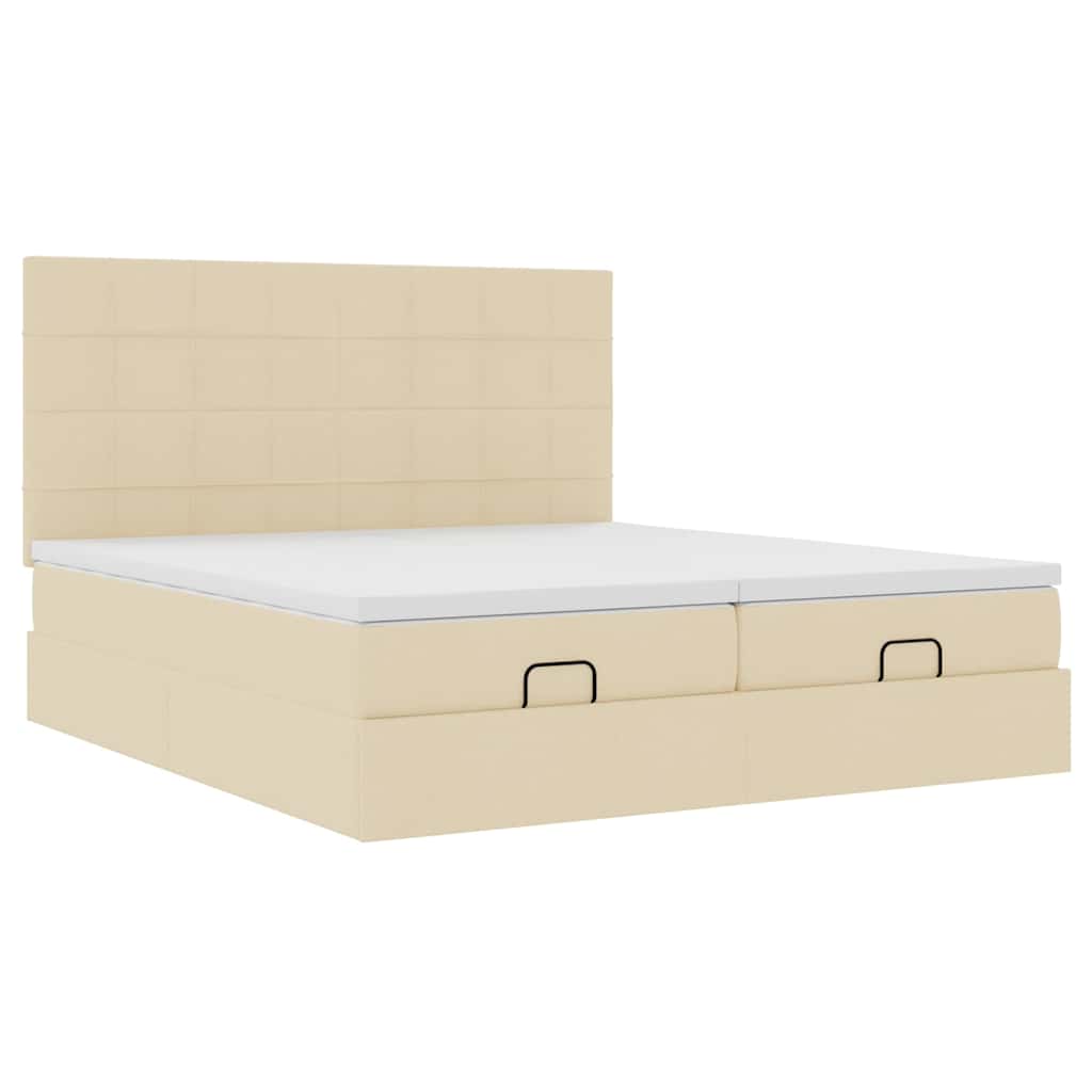 vidaXL Lit ottoman avec matelas et LED Crème 200x200 cm Tissu