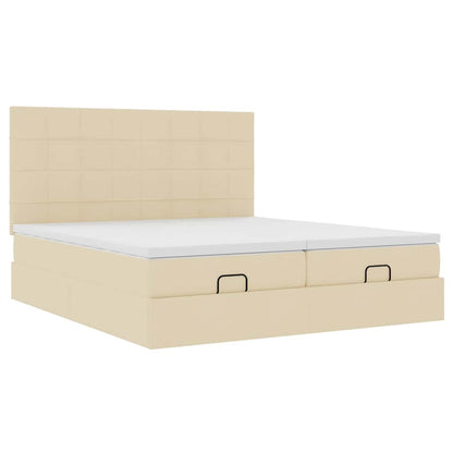 vidaXL Lit ottoman avec matelas et LED Crème 200x200 cm Tissu