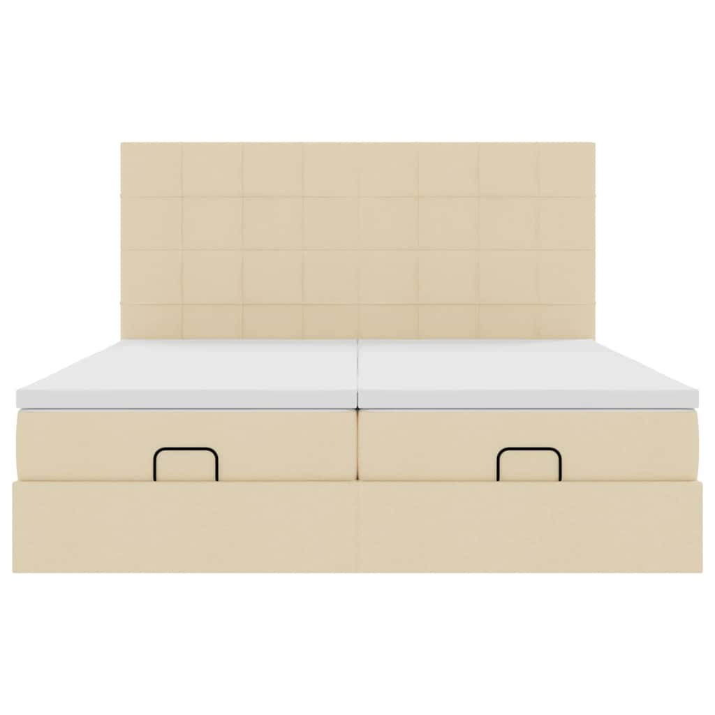 vidaXL Lit ottoman avec matelas et LED Crème 200x200 cm Tissu