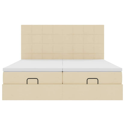 vidaXL Lit ottoman avec matelas et LED Crème 200x200 cm Tissu