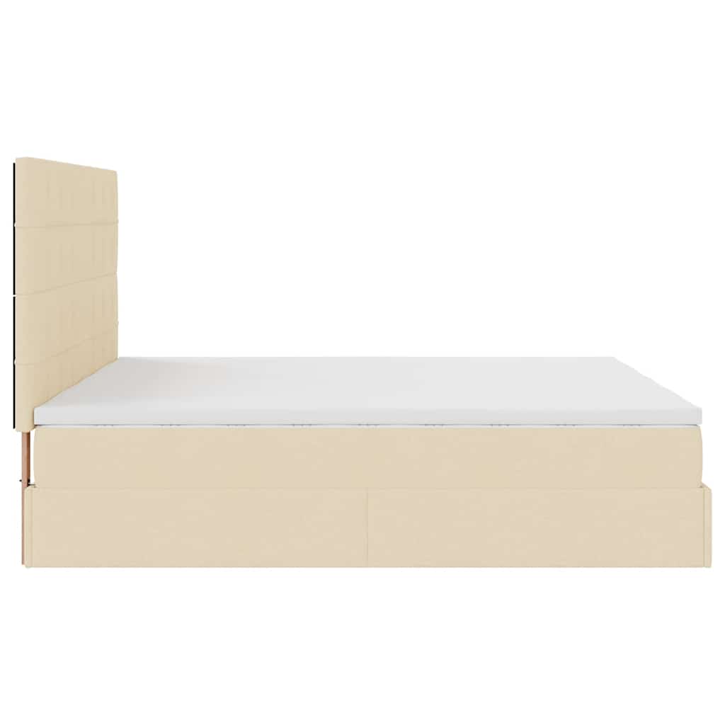 vidaXL Lit ottoman avec matelas et LED Crème 200x200 cm Tissu