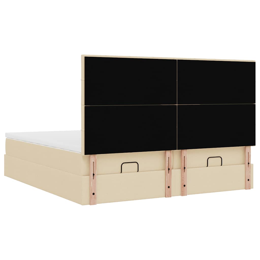 vidaXL Lit ottoman avec matelas et LED Crème 200x200 cm Tissu