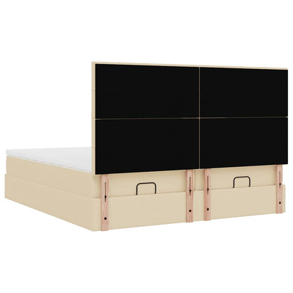 vidaXL Lit ottoman avec matelas et LED Crème 200x200 cm Tissu