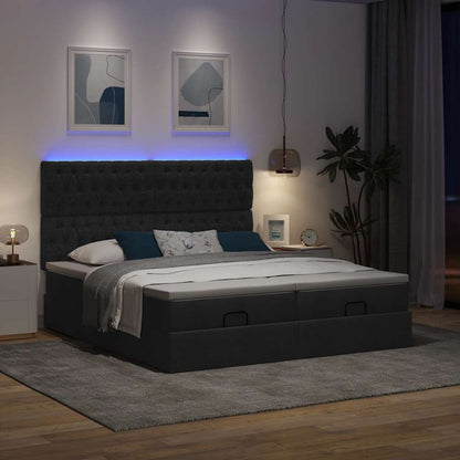 vidaXL Ottoman-Bett mit Matratzen & LEDs Schwarz 160x200 cm Stoff