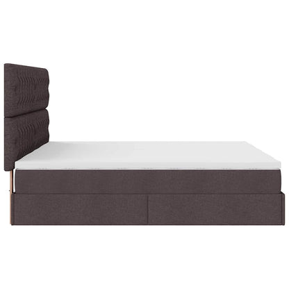 Ottoman-Bett mit Matratzen & LEDs Dunkelbraun 160x200 cm Stoff