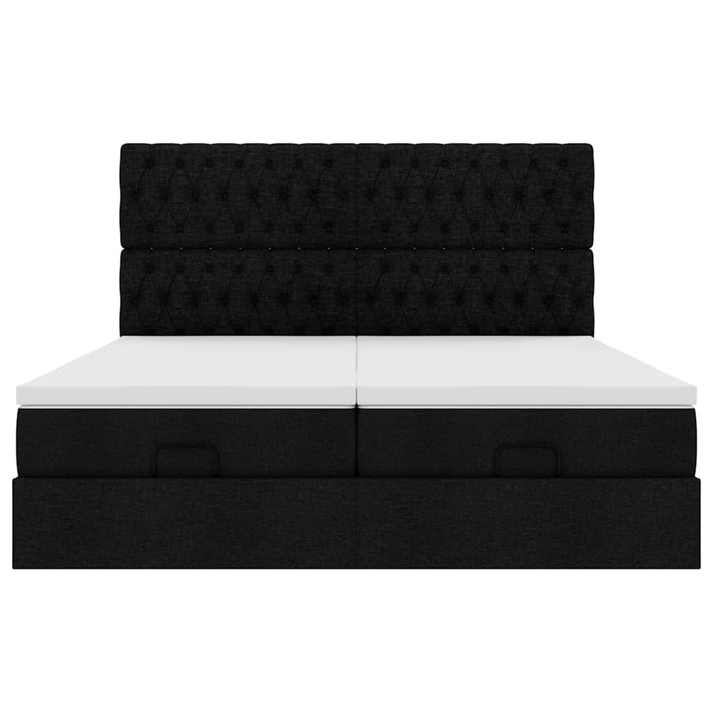 vidaXL Ottoman-Bett mit Matratzen & LEDs Schwarz 180x200 cm Stoff