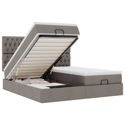 vidaXL Ottoman-Bett mit Matratzen & LEDs Taupe 180x200 cm Stoff