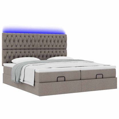 vidaXL Ottoman-Bett mit Matratzen & LEDs Taupe 180x200 cm Stoff