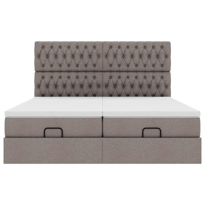 vidaXL Ottoman-Bett mit Matratzen & LEDs Taupe 180x200 cm Stoff