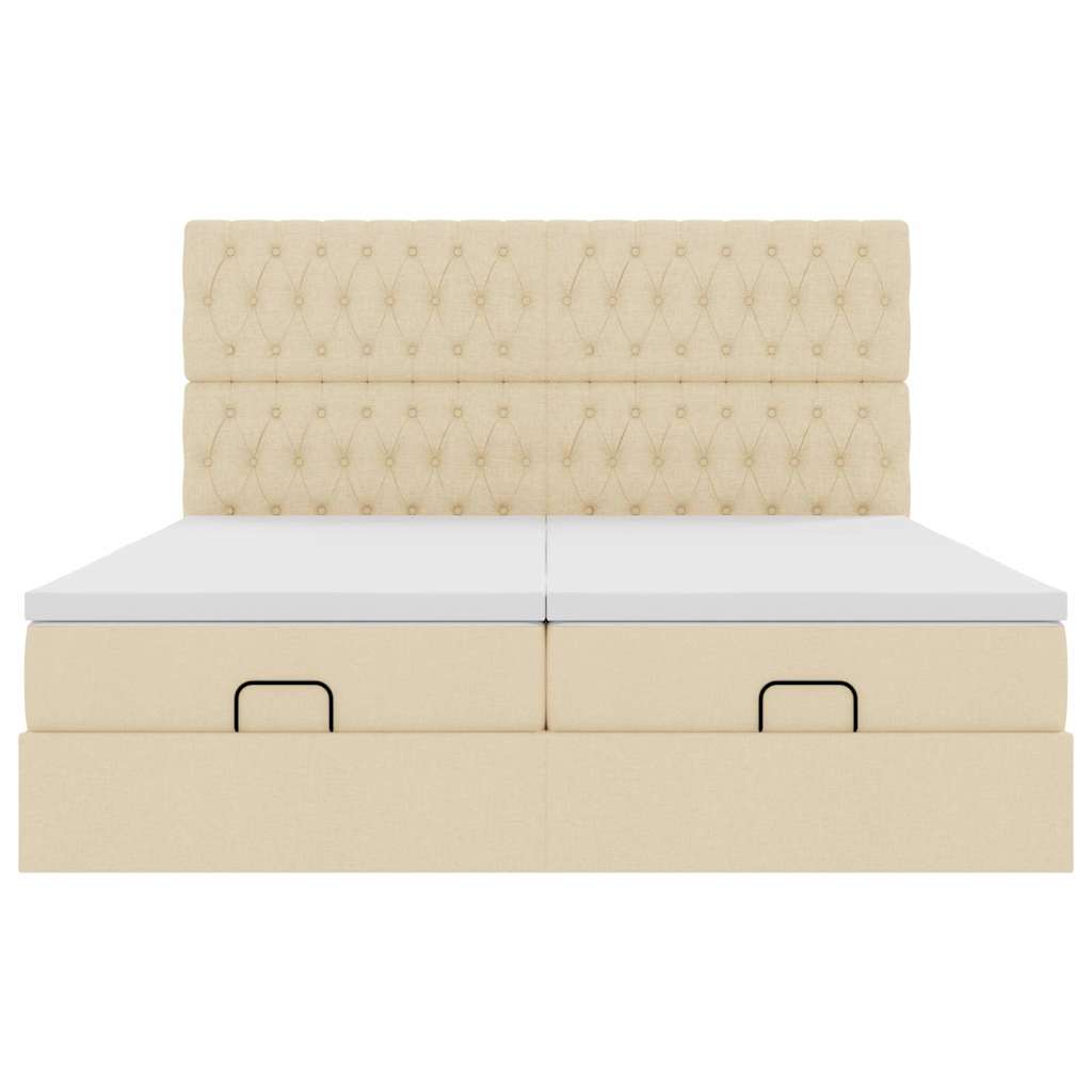 Ottoman-Bett mit Matratzen & LEDs Creme 180x200 cm Stoff
