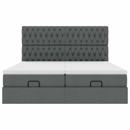 vidaXL Ottoman-Bett mit Matratzen & LEDs Dunkelgrau 200x200 cm Stoff