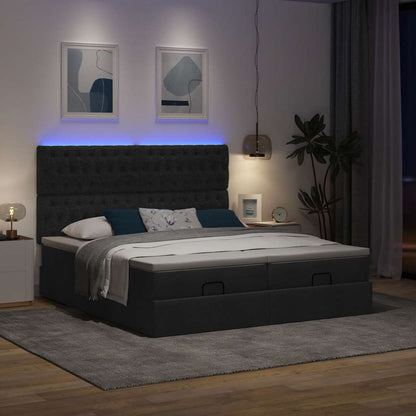 vidaXL Lit ottoman avec matelas et LED Noir Tissu 200x200 cm