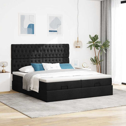 vidaXL Lit ottoman avec matelas et LED Noir Tissu 200x200 cm
