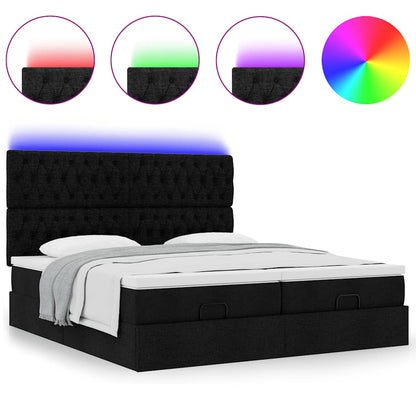 vidaXL Lit ottoman avec matelas et LED Noir Tissu 200x200 cm