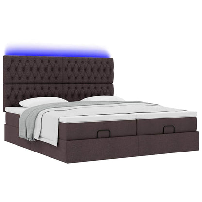 vidaXL Ottoman-Bett mit Matratzen & LEDs Dunkelbraun 200x200 cm Stoff