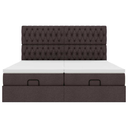vidaXL Ottoman-Bett mit Matratzen & LEDs Dunkelbraun 200x200 cm Stoff