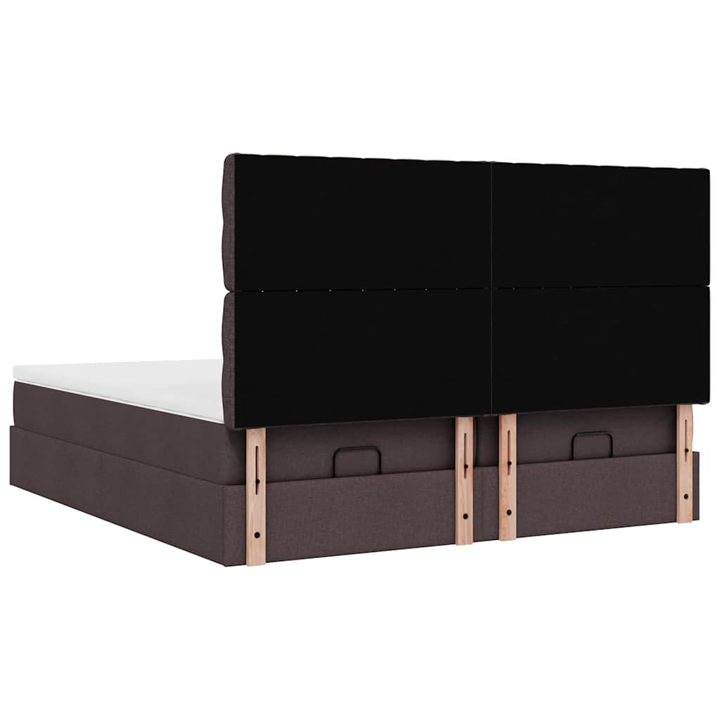 vidaXL Ottoman-Bett mit Matratzen & LEDs Dunkelbraun 200x200 cm Stoff