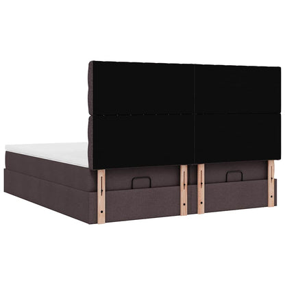 vidaXL Ottoman-Bett mit Matratzen & LEDs Dunkelbraun 200x200 cm Stoff