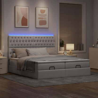 vidaXL Lit ottoman avec matelas et LED taupe 200x200 cm tissu